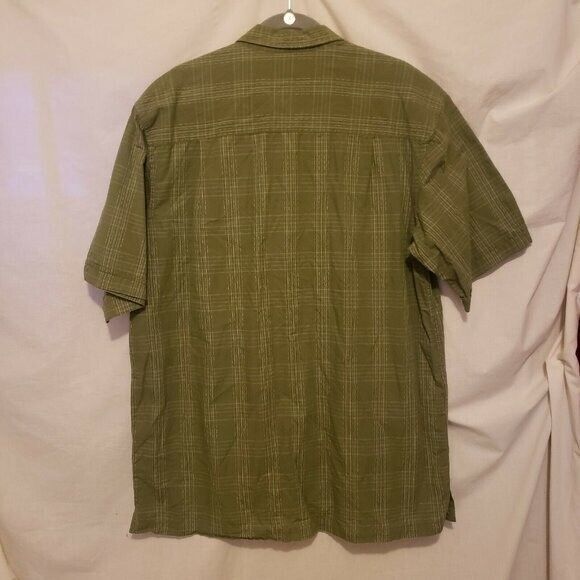 Arrow Mens Sz L Tall Green  Plaid Short Sleeve Button Down Shirt - Picture 7 of 9